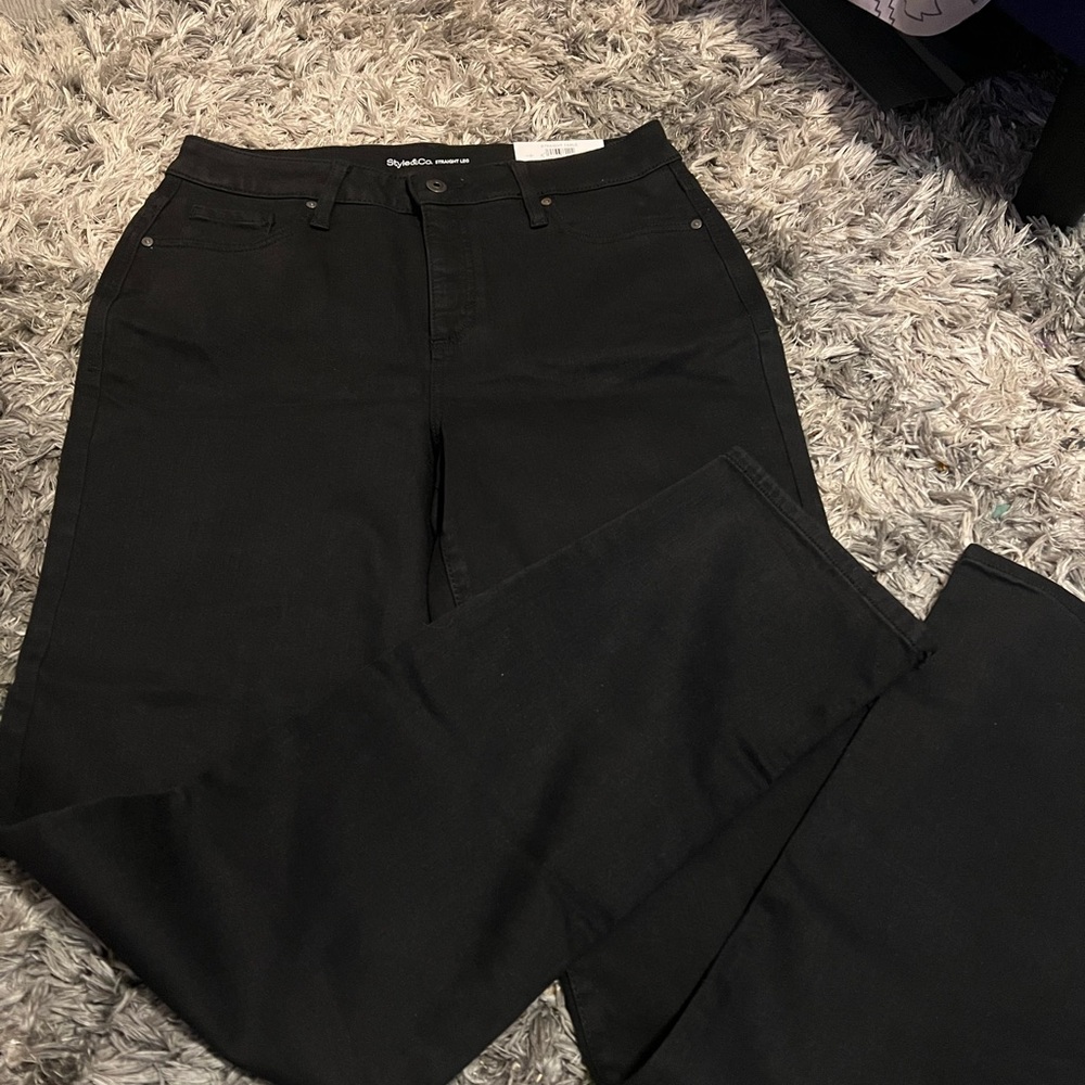 Style & Co. Women's Black Straight Leg Jeans